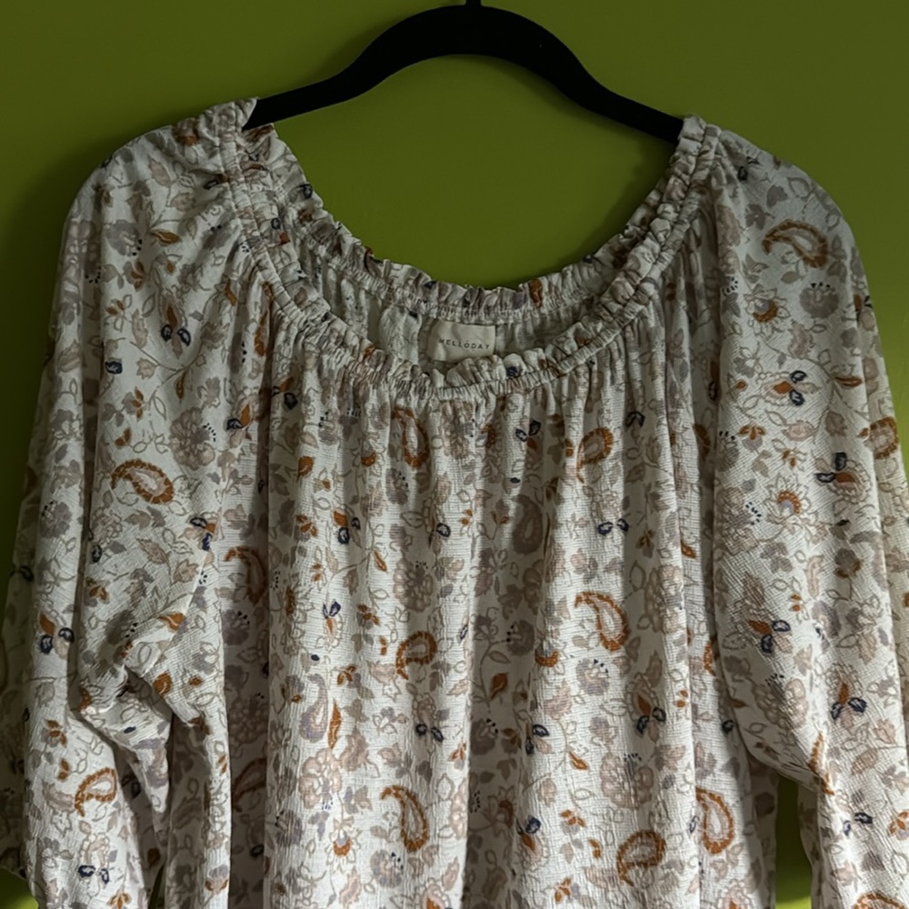 Melloday Winter White On/Off The Shoulder Floral Top Blouse Size XL - Picture 2 of 7